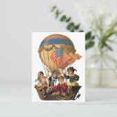 ヴィンテージ愛国心、熱気球の子供 ポストカード (スタンド正面)