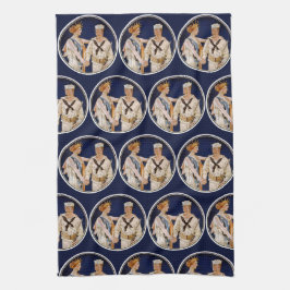 ヴィンテージ愛国心、自由の女神と海軍水兵 キッチンタオル