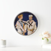 ヴィンテージ愛国心、自由の女神と海軍水兵 ラージ壁時計 (ホーム)