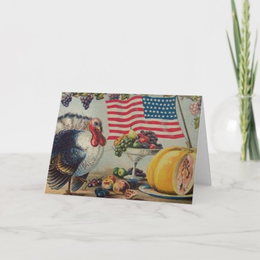 ヴィンテージ愛国感謝祭グリーティングカード シーズンカード (正面)