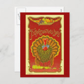 ヴィンテージ愛国感謝祭トルコのはがき シーズンポストカード (正面/裏面)