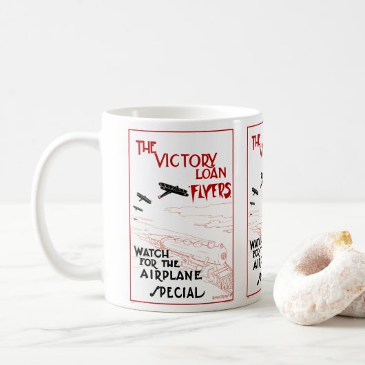 ヴィンテージ愛国戦勝機飛行機 コーヒーマグカップ (ドーナツ)