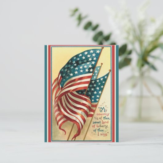 ヴィンテージ愛国的なアメリカの自由の国 シーズンポストカード (スタンド正面)
