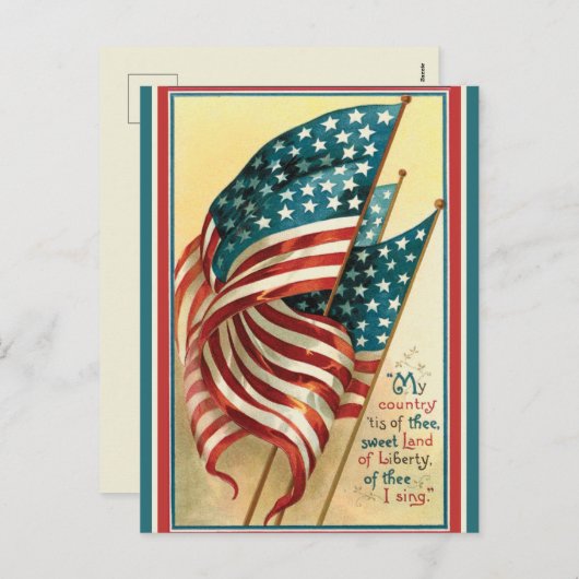 ヴィンテージ愛国的なアメリカの自由の国 シーズンポストカード (正面/裏面)
