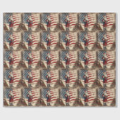 ヴィンテージ愛国的なアメリカ国旗とサンタクロース ラッピングペーパー (フラット)