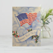 ヴィンテージ愛国的なアメリカ国旗のクリスマスホリデー シーズンカード (スタンド正面)