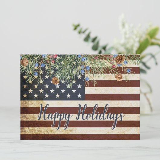 ヴィンテージ愛国的なアメリカ国旗のビジネス企業の シーズンカード (スタンド正面)