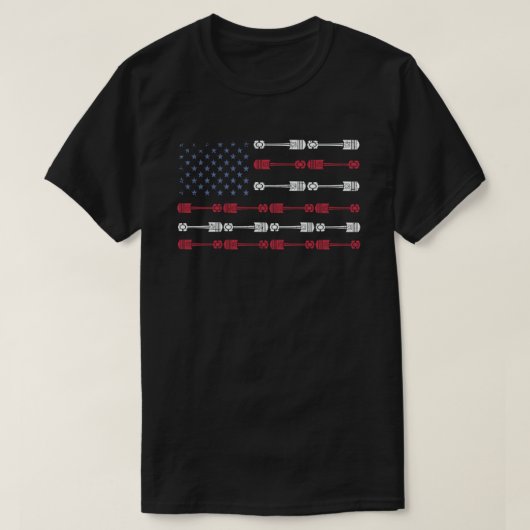 ヴィンテージ愛国的なアメリカ国旗のピストンマッスルカー Tシャツ (デザイン正面)