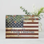 ヴィンテージ愛国的なアメリカ国旗のメリークリスマス シーズンカード (スタンド正面)