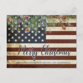 ヴィンテージ愛国的なアメリカ国旗のメリークリスマス シーズンポストカード (正面)