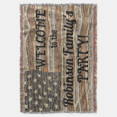 ヴィンテージ愛国的なアメリカ国旗の石壁書道 スローブランケット (正面縦)