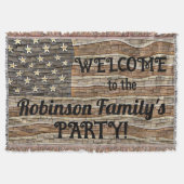 ヴィンテージ愛国的なアメリカ国旗の石壁書道 スローブランケット (正面)