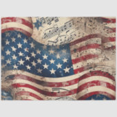 ヴィンテージ愛国的なアメリカ国旗の音符 薄葉紙 (正面)