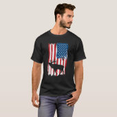 ヴィンテージ愛国的なアメリカ国旗エルクハンター狩り Tシャツ (正面フル)