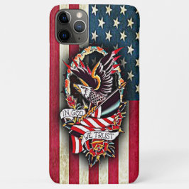 ヴィンテージ愛国的なアメリカ国旗ハゲのタトゥー iPhone 11 PRO MAXケース