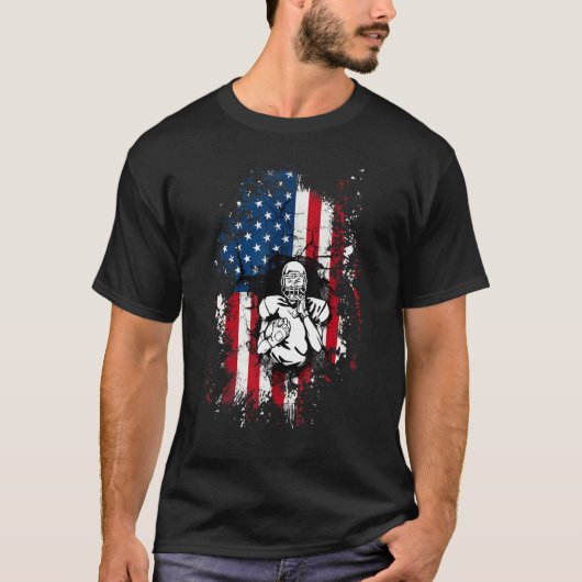 ヴィンテージ愛国的なアメリカ国旗Usa Football 4O Tシャツ (正面)