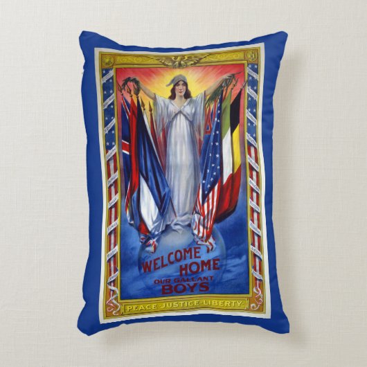 ヴィンテージ愛国的なアメリカ平和正義の自由 アクセントクッション (正面(垂直))