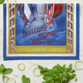 ヴィンテージ愛国的なアメリカ平和正義の自由 キッチンタオル (折り畳み)