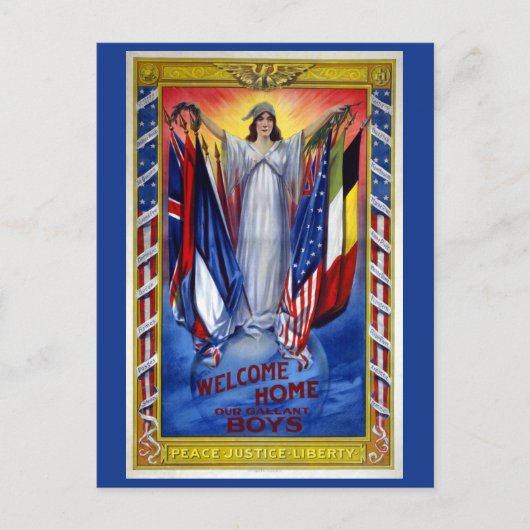 ヴィンテージ愛国的なアメリカ平和正義の自由 ポストカード (正面)