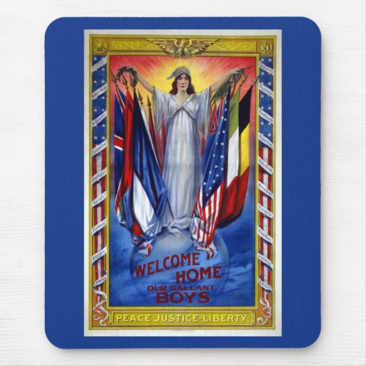 ヴィンテージ愛国的なアメリカ平和正義の自由 マウスパッド (正面)
