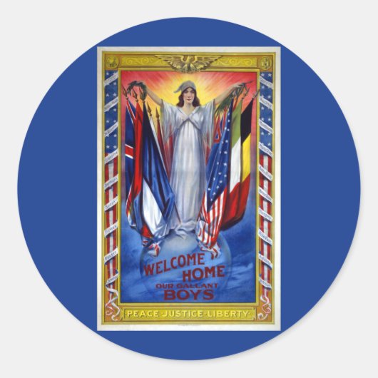 ヴィンテージ愛国的なアメリカ平和正義の自由 ラウンドシール (正面)