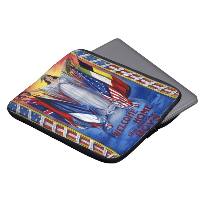 ヴィンテージ愛国的なアメリカ平和正義の自由 ラップトップスリーブ (正面上部)