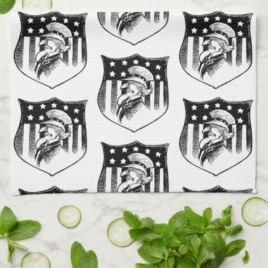 ヴィンテージ愛国的なアンクルサムとアメリカ国旗 キッチンタオル (折り畳み)