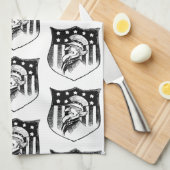 ヴィンテージ愛国的なアンクルサムとアメリカ国旗 キッチンタオル (四つ折り)