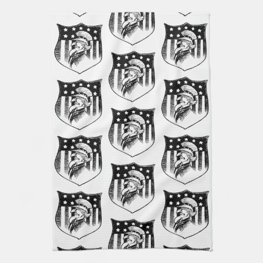 ヴィンテージ愛国的なアンクルサムとアメリカ国旗 キッチンタオル (縦)