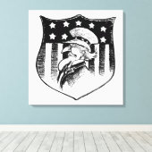 ヴィンテージ愛国的なアンクルサムとアメリカ国旗 キャンバスプリント (インサイチュ (ウッドフロア))