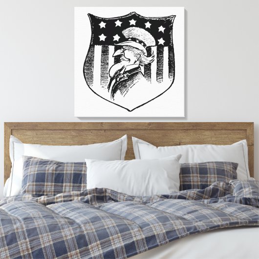 ヴィンテージ愛国的なアンクルサムとアメリカ国旗 キャンバスプリント (インサイチュ (寝室))