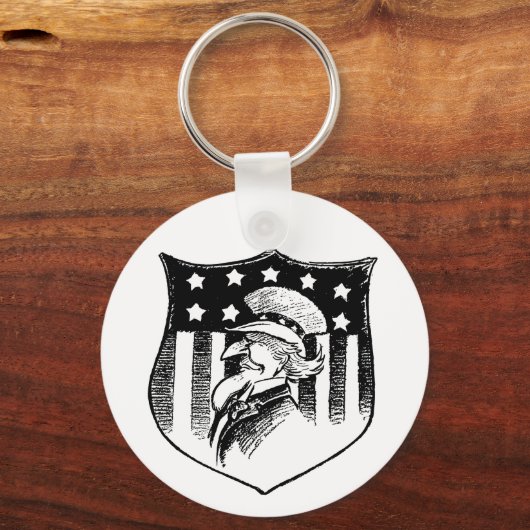 ヴィンテージ愛国的なアンクルサムとアメリカ国旗 キーホルダー (裏面)