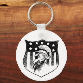 ヴィンテージ愛国的なアンクルサムとアメリカ国旗 キーホルダー (正面)