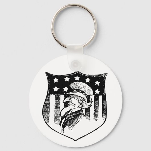 ヴィンテージ愛国的なアンクルサムとアメリカ国旗 キーホルダー (裏面)