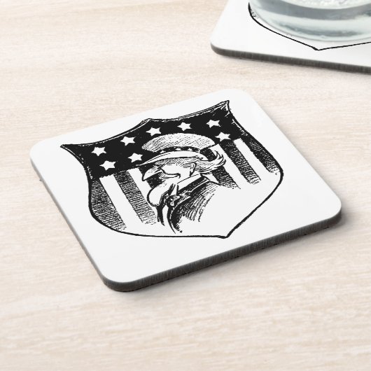 ヴィンテージ愛国的なアンクルサムとアメリカ国旗 コースター (左側)