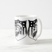 ヴィンテージ愛国的なアンクルサムとアメリカ国旗 コーヒーマグカップ (正面右)