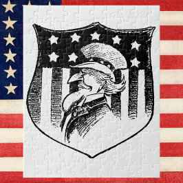 ヴィンテージ愛国的なアンクルサムとアメリカ国旗 ジグソーパズル