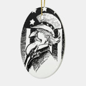 ヴィンテージ愛国的なアンクルサムとアメリカ国旗 セラミックオーナメント (左)