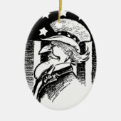 ヴィンテージ愛国的なアンクルサムとアメリカ国旗 セラミックオーナメント (正面)