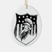 ヴィンテージ愛国的なアンクルサムとアメリカ国旗 セラミックオーナメント (右)