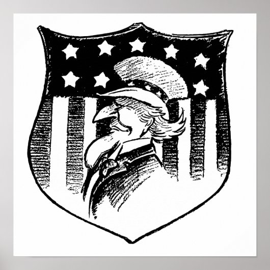 ヴィンテージ愛国的なアンクルサムとアメリカ国旗 ポスター (正面)