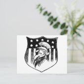 ヴィンテージ愛国的なアンクルサムとアメリカ国旗 ポストカード (スタンド正面)