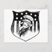 ヴィンテージ愛国的なアンクルサムとアメリカ国旗 ポストカード (正面)