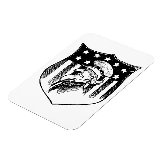 ヴィンテージ愛国的なアンクルサムとアメリカ国旗 マグネット (左側)