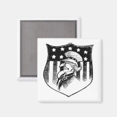 ヴィンテージ愛国的なアンクルサムとアメリカ国旗 マグネット (正面/裏面)