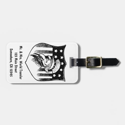 ヴィンテージ愛国的なアンクルサムとアメリカ国旗 ラゲッジタグ (正面横)