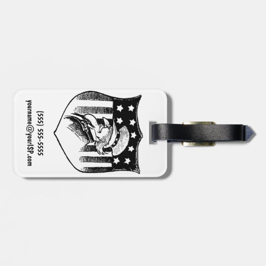 ヴィンテージ愛国的なアンクルサムとアメリカ国旗 ラゲッジタグ (裏面横)