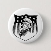 ヴィンテージ愛国的なアンクルサムとアメリカ国旗 缶バッジ (正面)