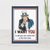 ヴィンテージ愛国的なアンクルサム私はあなたがほしい カード (正面)