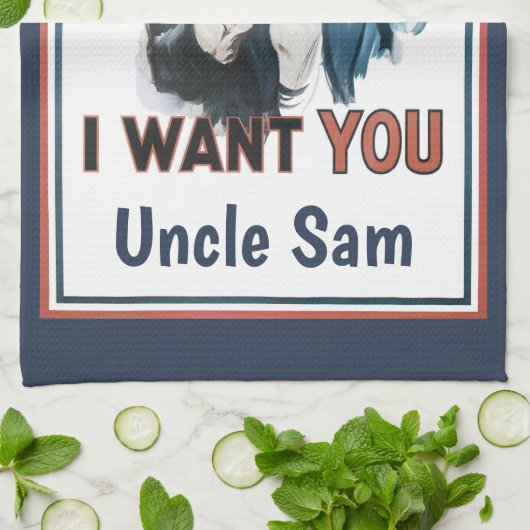 ヴィンテージ愛国的なアンクルサム私はあなたがほしい キッチンタオル (折り畳み)